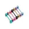 Set of 7 PCS 14G Stainless Steel Colorful Tongue Bar Rings Straight Barbell Body Piercing Jewelry