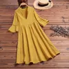 ZANZEA 2021 Summer Lace Dress Women's Sundress Fashion Flare Sleeve Short Vestido Female Bohemian V Neck Party Shirt Robe Femme X0705