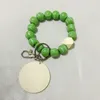 DIY Beaded Bracelet Keychain Pendant Party Favor Sports Ball Soccer Baseball Basketball Wooden Bead Bracelet 9 Colors