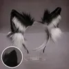 Annan Event Party Supplies Lovely Faux Fur Wolf Cat Ears Headband Realistic Furry Animal Hair Hoop Lolita Anime Masquerade Cosplay Cos