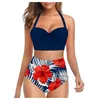 Женские купальные костюмы набор бикини плюс размером 5xl Swim Comse Printed Bruched Bra Biqini Высокий талию для купальника для купальника A20