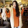 Imitation Fur Vest Höst och Vinter Kvinnors Hooded Long Coat Artificiell Koreansk Rabbit 211207