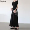 Dress Women Sexy Slash Neck Short Sleeve Ladies Vestidos Summer Elegant Mid Calf A Line Female Dresses 1B696 210422