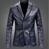 PU Leather Blazers Men Casual Mens Suit Jacket Casual Slim Motorcycle Faux Leather Suit Homme Costume1410862