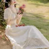 Günlük Elbiseler Vintage Elbise Kadınlar Zarif Puf Kol Şifon Peri Yaz Nakış Çiçek Fransız Tarzı 2022