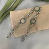 Unikt design Fashion Letter Belt Snap Armband Green Emamel Silver Plated Vintage Supply NRJ