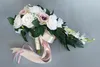 結婚式のブライダルブーケ人工装飾的な花シミュレーション花と葉の装飾
