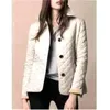 Britse dames gewatteerde diamantjassen pak Engeland Brit Jacket Blazers Single Breasted Londen slanke jas lange mouw dames geruite uitloper paars GGYN