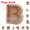 Houten geld munt doos kinderen piggy bank stempel verzamelen Desktop decoratie praktische kerstcadeau 26 stijlen