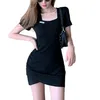 Temperament Waist Slimming Square Dress Slim Slim Dress Summer Women's Clothing 210520