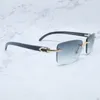 أسود بوفالو قرن نظارة شمسية رجالي أزياء مربع مصمم بلا حافة للرجال نظارات الشمس 2021