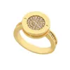 Europe America Designer Fashion Style Rings Lady Women Brass 18K Gold Engraved B Initials Settings Full Diamond Round Ring 3 Color