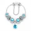 Fashion Style Charm Bracelet Blue Cat Eye Stone Women European Charm Beads Ocean Drops Dangle Fits Charm Bracelets Necklace DIY Jewelry3230475