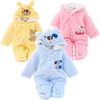 HH Baby Winter Warm Romper born Girls Overall Flannel Autumn Long Sleeve for Boy Clothes Jumpsuit Costume Infant Bear Pajamas 220106