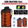 Hombres Smart Dual Switch 9 zonas Chaleco calentado Chaquetas eléctricas Ropa deportiva Abrigo USB Calefacción Chaqueta acolchada 210923