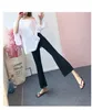 Womengaga Effen Hoge Taille Sexy Uitlopende Broek Korea Zomer Mode Vrouwen Zwart Dunne Casual Elastische LV9R 210603