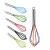 10 polegadas Ferramentas de Ovo Batedor Silicone Cor Silicone Whisk Aço Inoxidável Misturador Ferramenta de Cozimento RRD6900