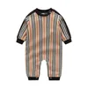 Милый детский полосатый комбинезон, комбинезоны с длинными рукавами для маленьких мальчиков и девочек, весенне-осенний комбинезон для новорожденных, детский комбинезон, одежда для детей 0-24 месяцев