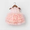 春の夏の女の子のケーキチュチュのドレス半袖ピンクの弓パーティーピアノショーの花の女の子のドレスイメージングE1003 210610