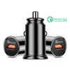 18W Mini USB QC3.0 5V 3A 9V 2A Fast Quick Chare Car Charger Auto PowerアダプタiPhone 7 8 11 12 Pro Max Samsung HTCタブレットPC MP3