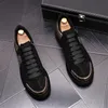 Lyxhaltig skalle Skull Herrhög hip-hop casual skor män mode svart sko Italien mode fritid vikning drivande loafers