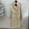 High Street Fall Winter Designer Fashion Dames Elegante Double Breasted Lion Buttons Riem Trench Coat 210820