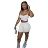 Summer Suspender Tracksuits Designer Womens 2 Peça Curto Sets Hollow-Out Sexy Slim-Fit Slim-Fit Shorts Shorts Nightclub Outfit S-2XL