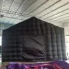 Tente cube gonflable noire 4.8x4.8x3.6m, cabine carrée pour fête disco, ballon de maison à air incliné avec couvercle de porte autocollant