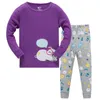 Baby Girl Primavera Autunno Abbigliamento Pigiama Gufo Fiori Stampa Carino Infantil Bambini Indumenti da notte Vestiti Set Cotone Bambini Pigiama 210529