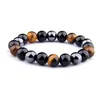 Beaded Strands Triple Peotection Armband 10mm Natural Stone Elastic ädelstenar Healing Energy Stretch för män Kvinnor HSJ88 FAWN22