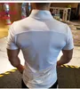 Men zipper T-shirt Gym Running Training Fitness Bodybuilding Casual Sport Cotton Short Sleeve Male Tops Tees