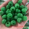 3 pc natural um green jade esculpido grânulos diy pulseira pulseira charme jadeite jóias moda acessórios amulet presentes para mulheres homens