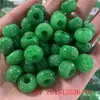 3PC Natural A Green Jade rzeźbione koraliki DIY Bransoletka Bransoletka Urok Jadeit Jewellery Akcesoria Mody Amulet Prezenty dla kobiet Mężczyzn