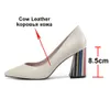 Meotina High Heels Women Glove Shoes Natural Genuine Leather Block Heels Office Lady Shoes Cow Leather Super High Heel Pumps 39 210608