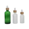 Frost Clear Glass Dropper Bottle Serum Bottles with Bamboo Lid Cap for Essential Oil 15ml 20 30ml