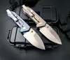 High End Strong ER Tactical Fold knives D2 Satin Blade TC4 Titanium Alloy Handle Outdoor EDC Pocket Folding Knife With Plastic Box Package