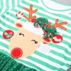 Christmas Deer Herfst Baby Kids Meisje Jurken voor S lange mouw Stripe Tule 210521