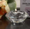 Dia.7 *3. Bougeoir en cristal de 7 cm en forme de diamant pour porte-bougie chauffe-plat en cristal de mariage