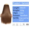 Syntetiska peruker långa raka frisyrer 5 Klipp i håret 24 tum värmebeständiga hårstycken brun svart bit för kvinnor5960081