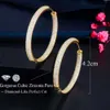 Fantastisk dubbelsidig kubisk zirkoniumoxid stor cirkel runda hoop örhängen för kvinnor trendiga guldfärg smycken cz843 210714