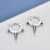 Andywen 925 Sterling Silver 8mm Triplo Long Spike Spiker Plain Hoops Brinco Loops Circle Design Feminino Jóias 210608