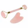 Face care devices beauty massage salon need jade roller massager pink crystal set heart-shaped scraping board 2pcs 10 sets per lot