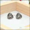 Stud Earrings Jewelry S1223 Fashion S925 Sier Post Black Triangle Crystal Rhinstone Drop Delivery 2021 Jwzbv