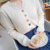 Zima Koreański V-Neck Fashion Single Breasted Pasted Sweter Damskie Kobiety Solid Colors Cardigan Damskie Cardigans 11116 210508