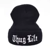 2021 NOUVEAU THUG LIFE Black Letter Beanie Unisexe Mode Hip Hop Hommes Bonnets Bonnets tricotés pour femmes Skullies Gorros Bonnets Y21111