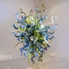 Artistieke Floral Blown Glass Hanglampen Moderne Kroonluchter Lichten voor Slaapkamer LED-armaturen Indoor Art Woondecoratie Accessoires Woonkamer 20 bij 24 inch