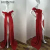 Robes longues en mousseline de soie de maternité sans bretelles fendues sur le devant pour la prise de vue robe Maxi de grossesse blanche 210922