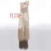 Game Genshin Impact Cosplay Ningguang Wig Long Wig Hair Clasp Tassels Hairpin Props Free Wig Cap Halloween Rollspel för Girls Y0903