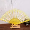 Spanish style rose flower design plastic frame lace silk hand fan Chinese craft folding fans