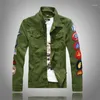 Men's Jackets 2023 Mens Denim With Patches Slim Fit Jean Jacket For Men Size Green White Turn Down Collar Coat1